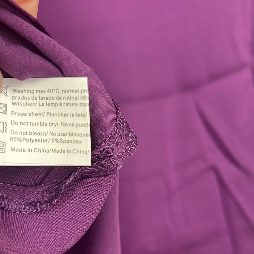 EKouaer Purple with white piping satin night shirt gown NWT size small